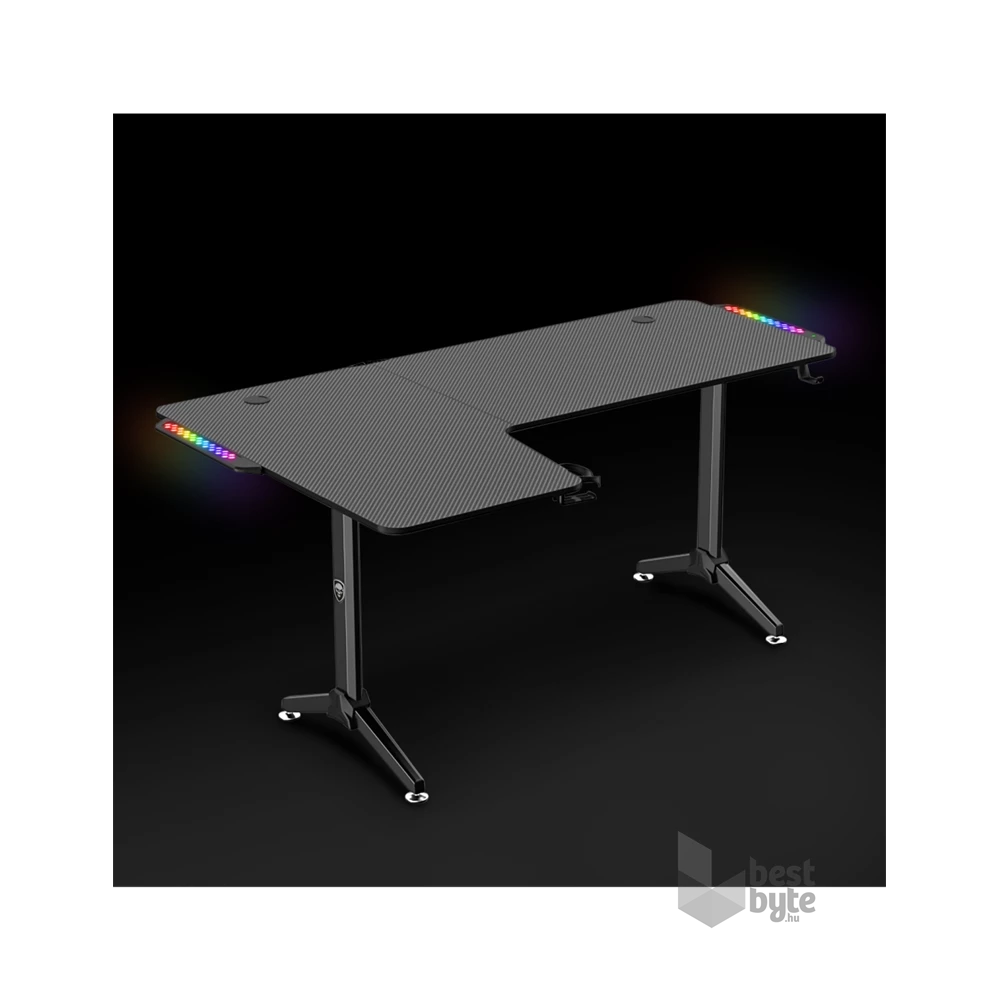 Spirit of Gamer Headquarter 600 L RGB LED fekete gamer asztal