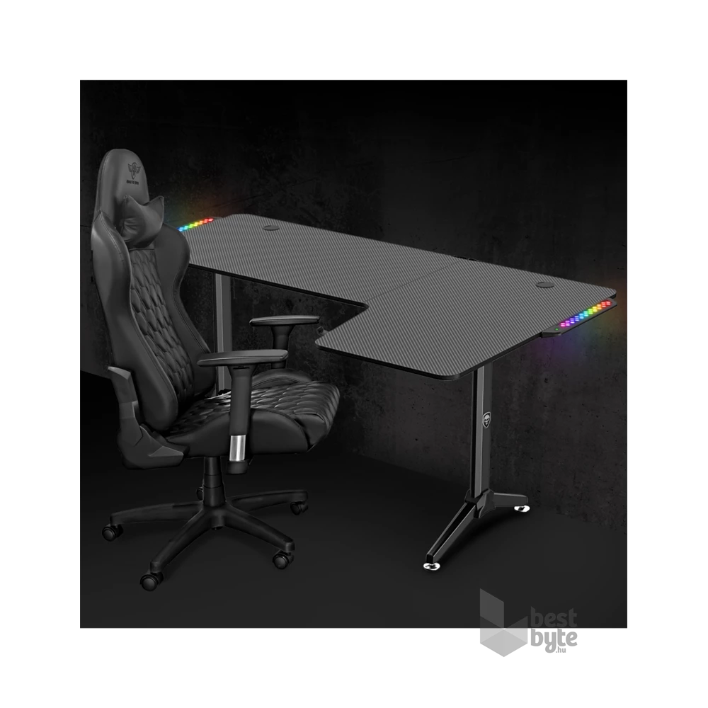 Spirit of Gamer Headquarter 600 R RGB LED fekete gamer asztal