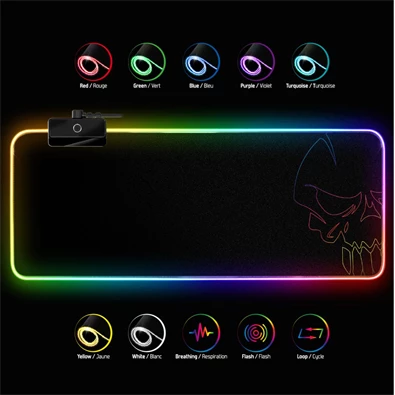 Spirit of Gamer Large fekete RGB LED világító gamer egérpad