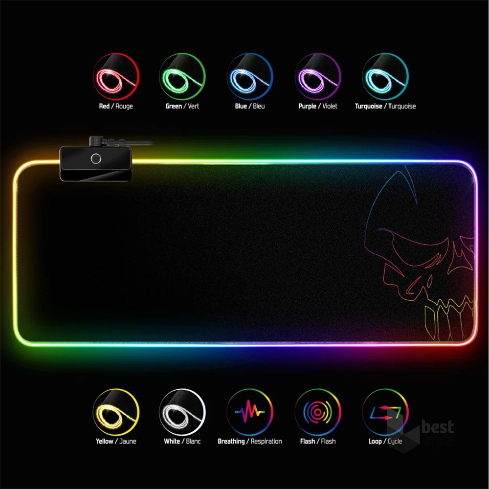 Spirit of Gamer Large fekete RGB LED világító gamer egérpad