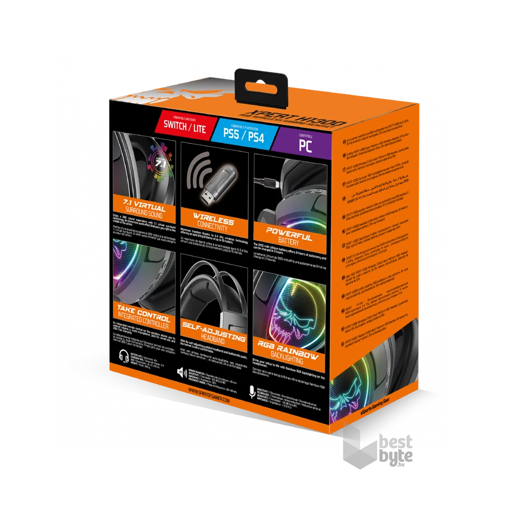 Spirit of Gamer MIC-XH1300 7.1 vezeték nélküli fekete gamer headset