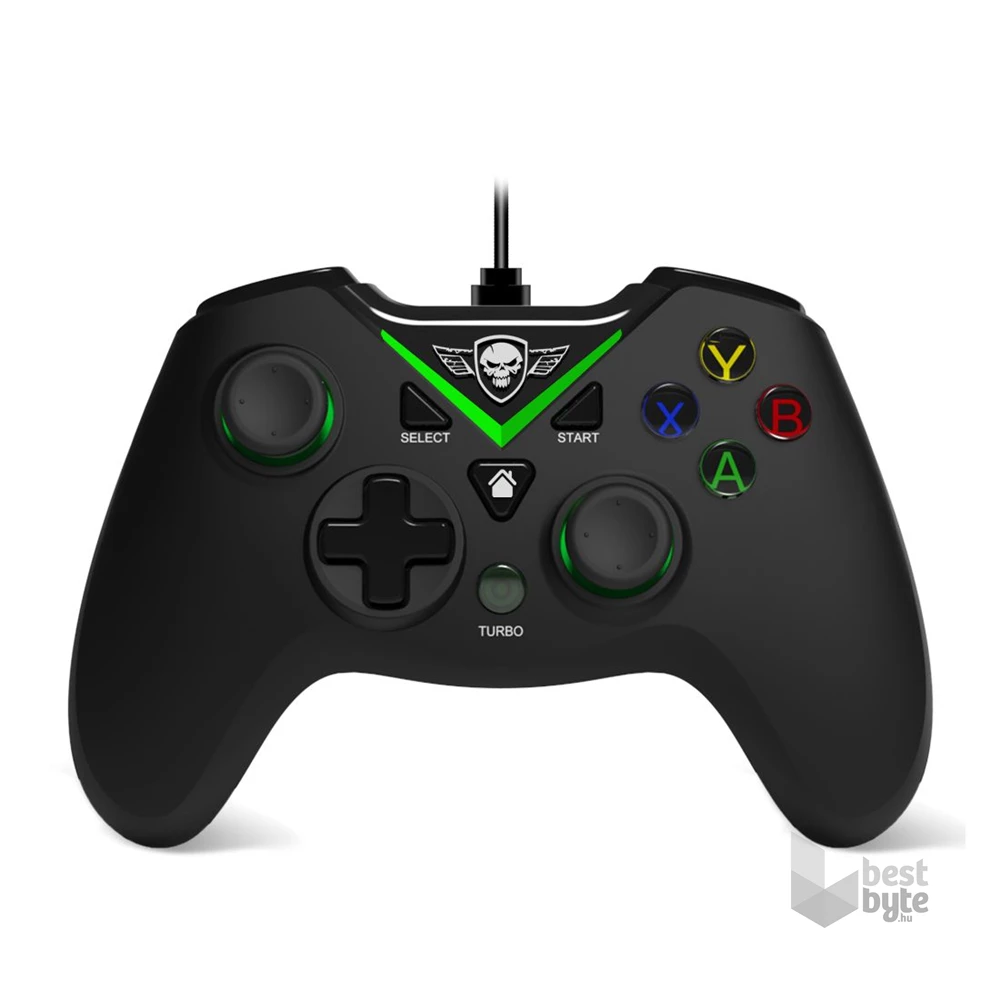 Spirit of Gamer SOG-WXB1 PGX WIRED fekete-zöld Xbox One/PC/Xbox Series vezetékes fekete kontroller