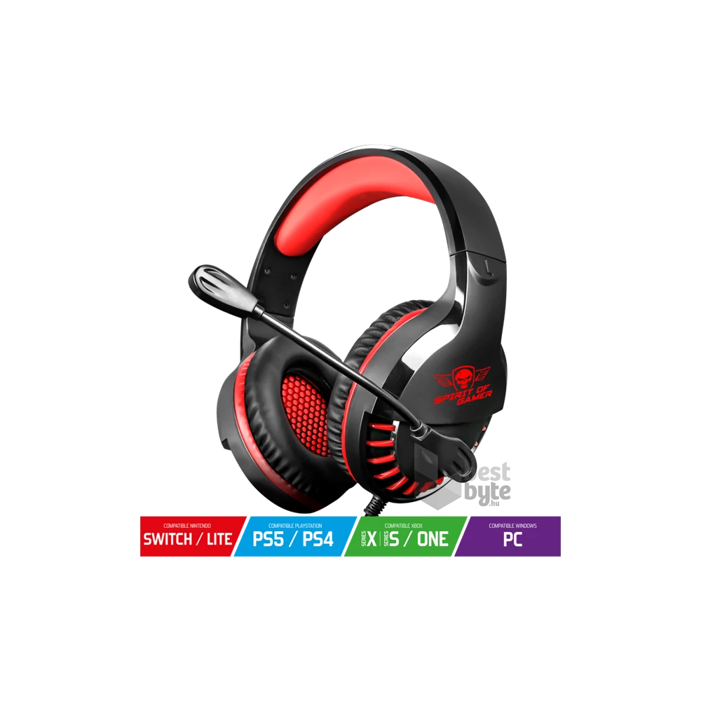 Spirit of Gamer PRO-H3 Red MultiPlatform piros-fekete gamer headset