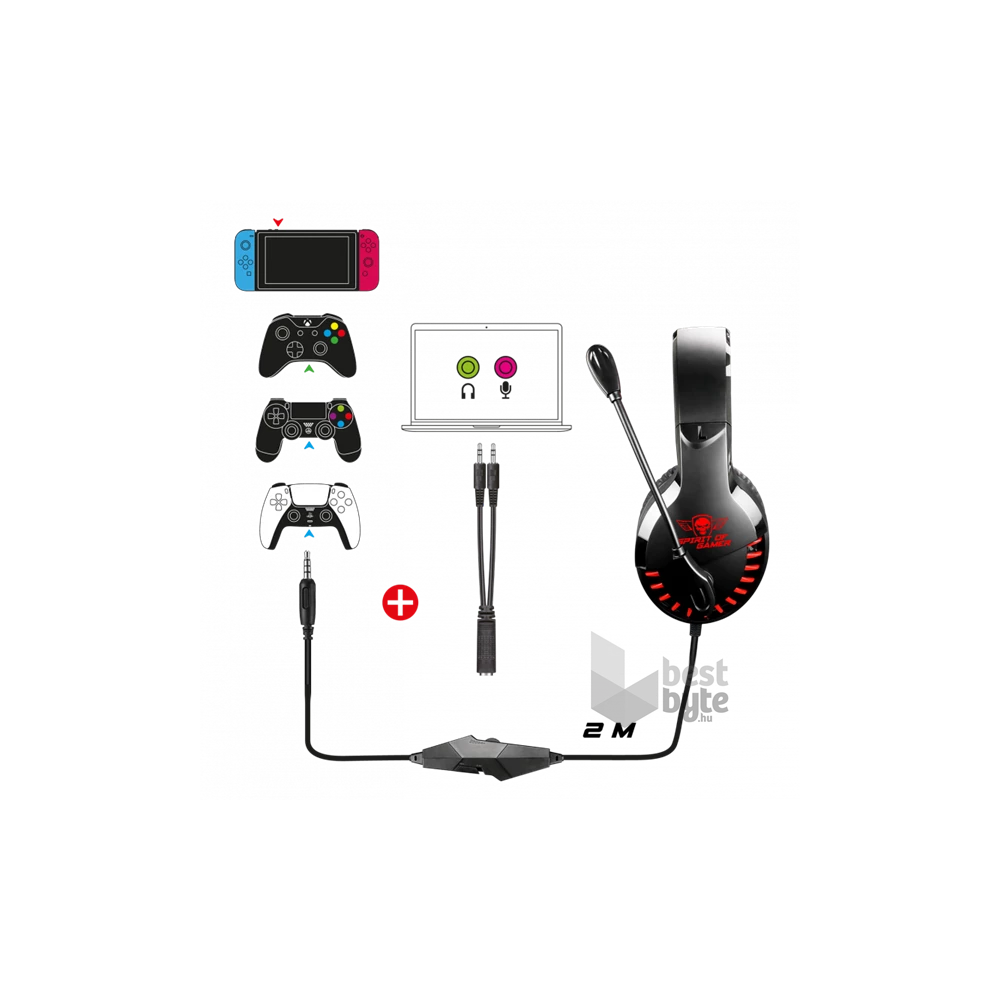 Spirit of Gamer PRO-H3 Red MultiPlatform piros-fekete gamer headset