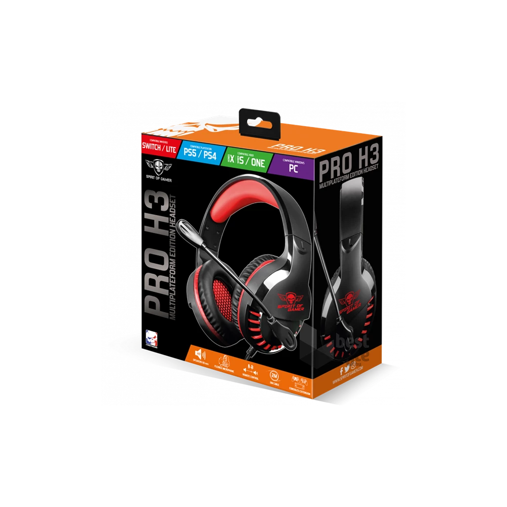 Spirit of Gamer PRO-H3 Red MultiPlatform piros-fekete gamer headset