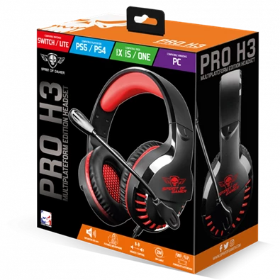 Spirit of Gamer PRO-H3 Red MultiPlatform piros-fekete gamer headset