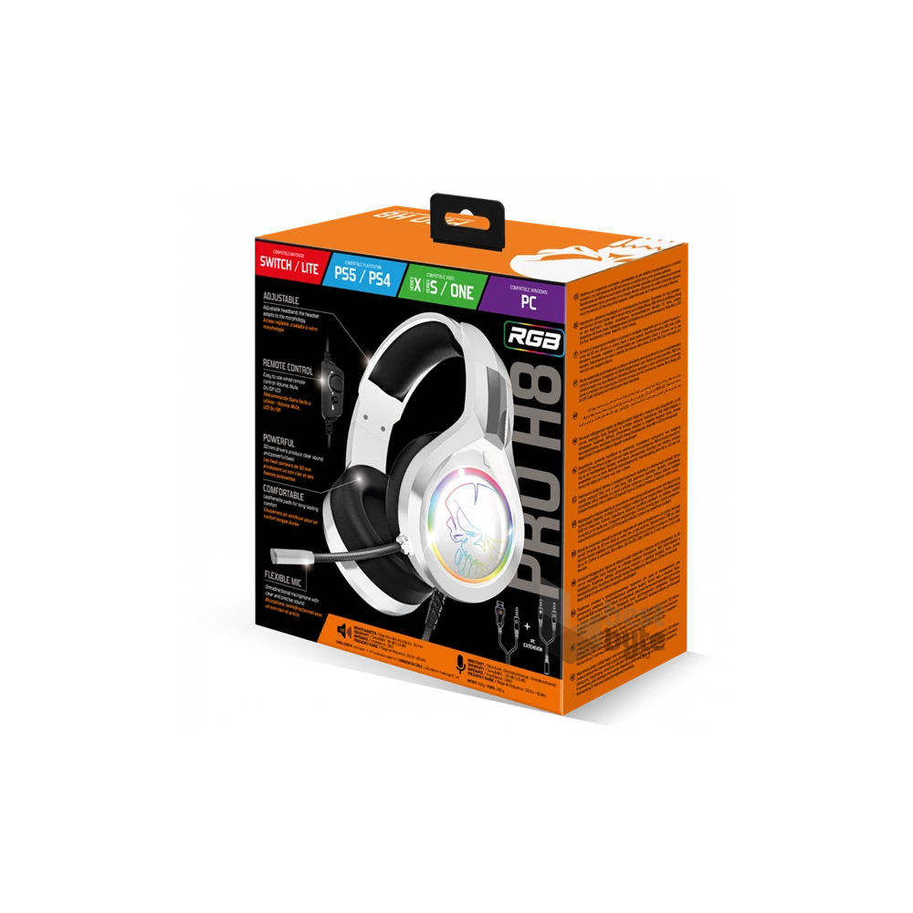 Spirit of Gamer PRO-H8 RGB fehér vezetékes gamer headset