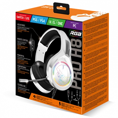 Spirit of Gamer PRO-H8 RGB fehér vezetékes gamer headset