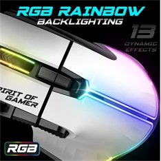 Spirit of Gamer PRO-M5 Arctic (Optikai, 12800DPI, 1000Hz, 8 gomb, harisnyázott kábel) fehér egér