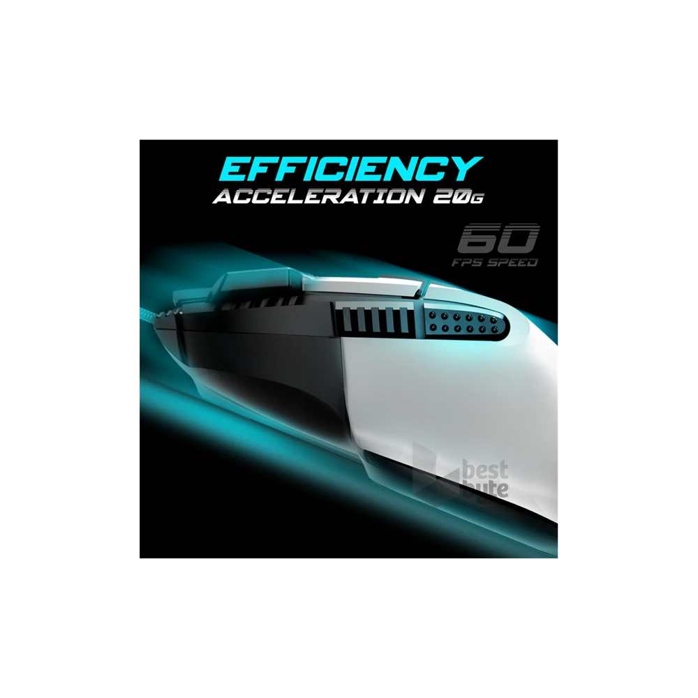 Spirit of Gamer PRO-M5 Arctic (Optikai, 12800DPI, 1000Hz, 8 gomb, harisnyázott kábel) fehér egér