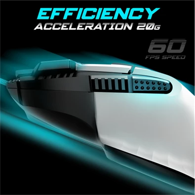 Spirit of Gamer PRO-M5 Arctic (Optikai, 12800DPI, 1000Hz, 8 gomb, harisnyázott kábel) fehér egér