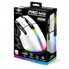 Spirit of Gamer PRO-M5 Arctic (Optikai, 12800DPI, 1000Hz, 8 gomb, harisnyázott kábel) fehér egér