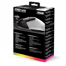 Spirit of Gamer PRO-M5 Arctic (Optikai, 12800DPI, 1000Hz, 8 gomb, harisnyázott kábel) fehér egér
