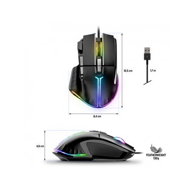 Spirit of Gamer PRO-M5 RGB fekete vezetékes gamer egér
