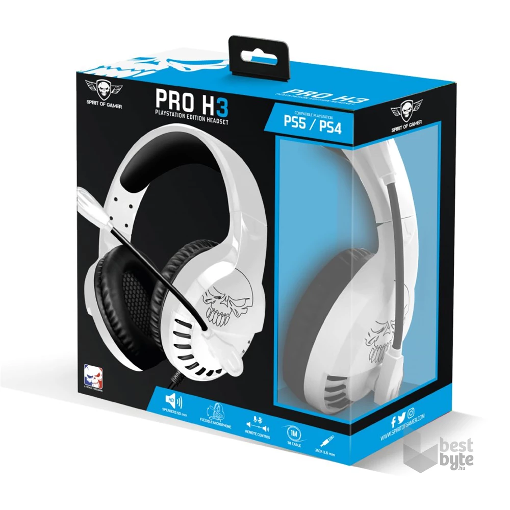 Spirit of Gamer PRO-H3 PS4/PS5 fehér gamer headset