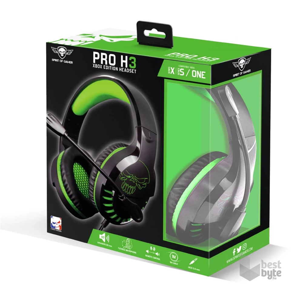 Spirit of Gamer PRO-H3 Xbox One/Series X/S zöld gamer headset