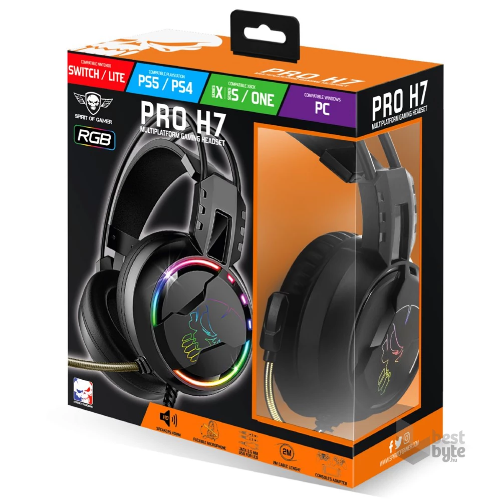 Spirit of Gamer PRO-H7 fekete vezetékes gamer headset