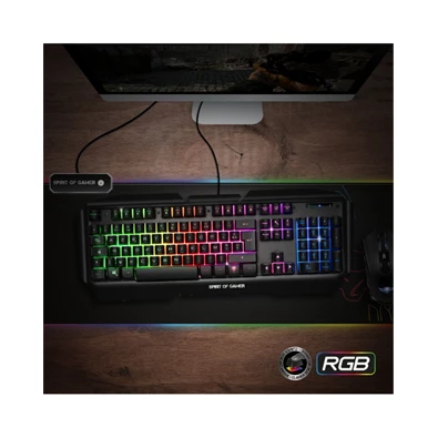 Spirit of Gamer PRO-K5 HUN fekete RGB USB gamer billentyűzet