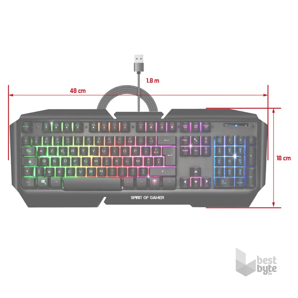Spirit of Gamer PRO-K5 HUN fekete RGB USB gamer billentyűzet