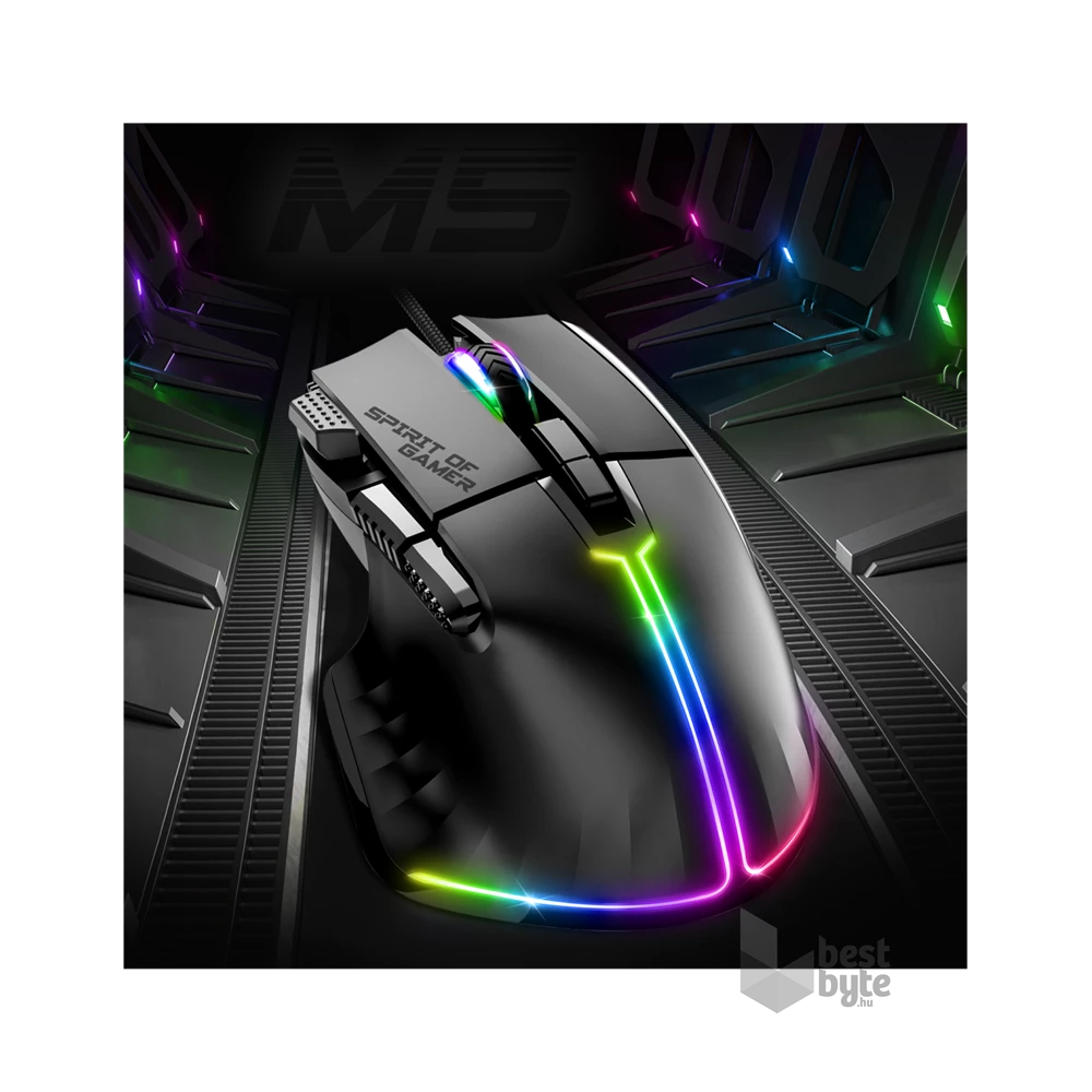 Spirit of Gamer PRO-M5 RGB fekete vezetékes gamer egér