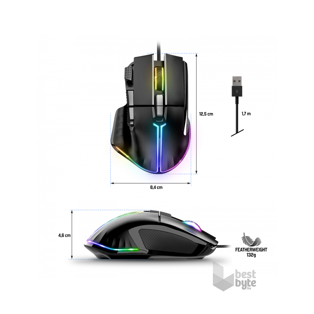 Spirit of Gamer PRO-M5 RGB fekete vezetékes gamer egér