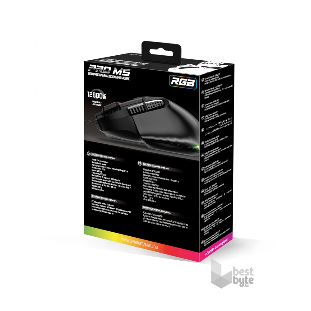 Spirit of Gamer PRO-M5 RGB fekete vezetékes gamer egér