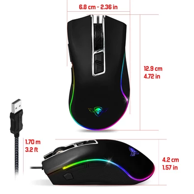 Spirit of Gamer PRO-M6 RGB 4800DPI fekete gamer egér