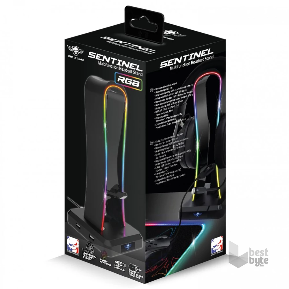 Spirit of Gamer SENTINEL RGB USB fejhallgató állvány