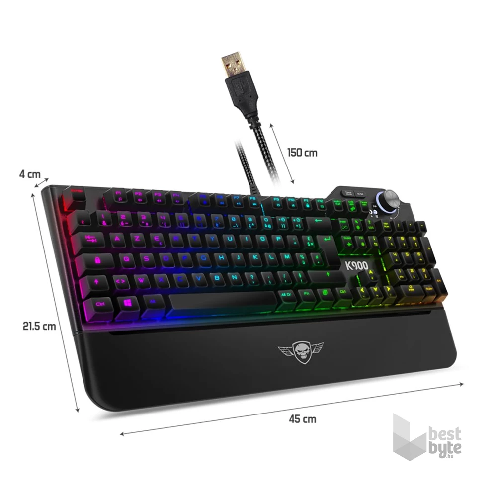 Spirit of Gamer XPERT K900 HUN fekete RGB USB mechanikus gamer billentyűzet