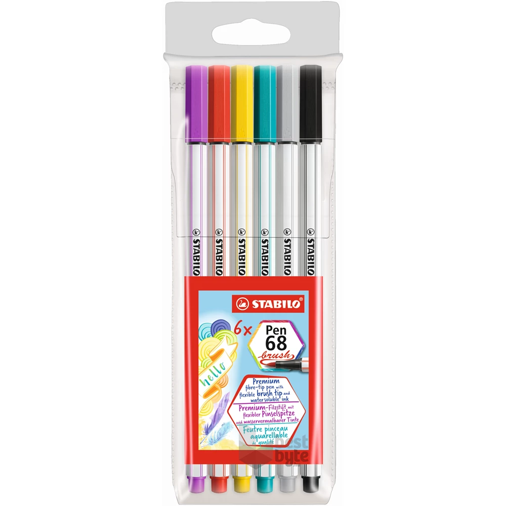 Stabilo Pen 68 brush 6db-os vegyes színű ecsetfilc