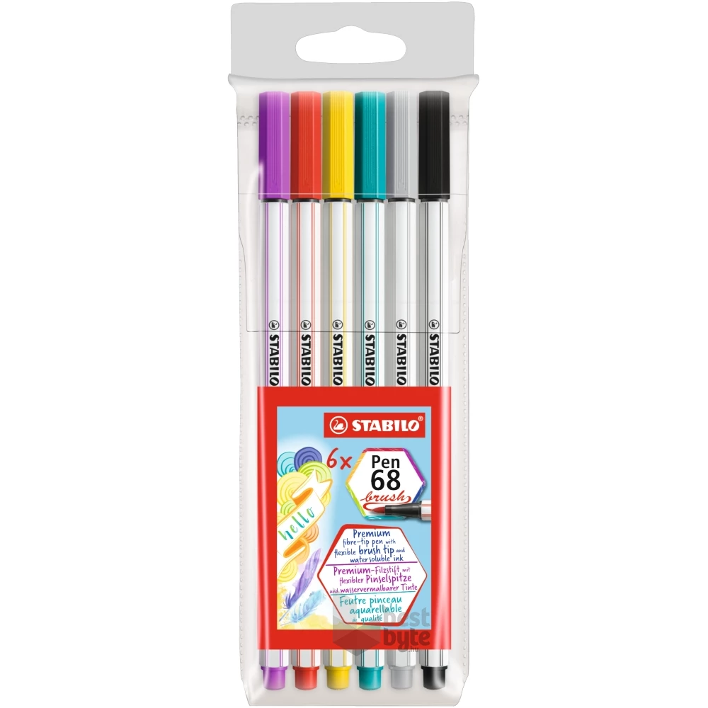 Stabilo Pen 68 brush 6db-os vegyes színű ecsetfilc