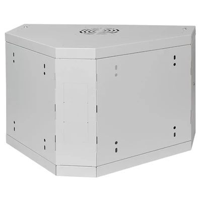 Stalflex CRC19-6U-330GG 19" 6U 330mm mély lapraszerelt szürke üveg ajtós fali rack sarokszekrény