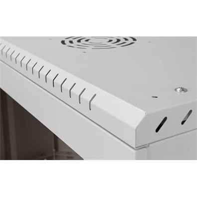 Stalflex CRC19-6U-330GG 19" 6U 330mm mély lapraszerelt szürke üveg ajtós fali rack sarokszekrény