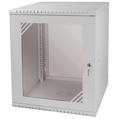 Stalflex RC19-12U-600GG 19" 12U 600 mm mély lapraszerelt szürke üvegajtós fali rack szekrény (Újszerű)