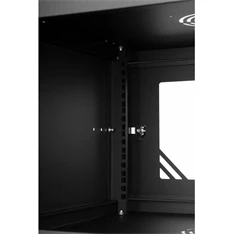 Stalflex RC19-6U-450GB 19" 6U 450 mm mély lapraszerelt fekete üveg ajtós fali rack szekrény