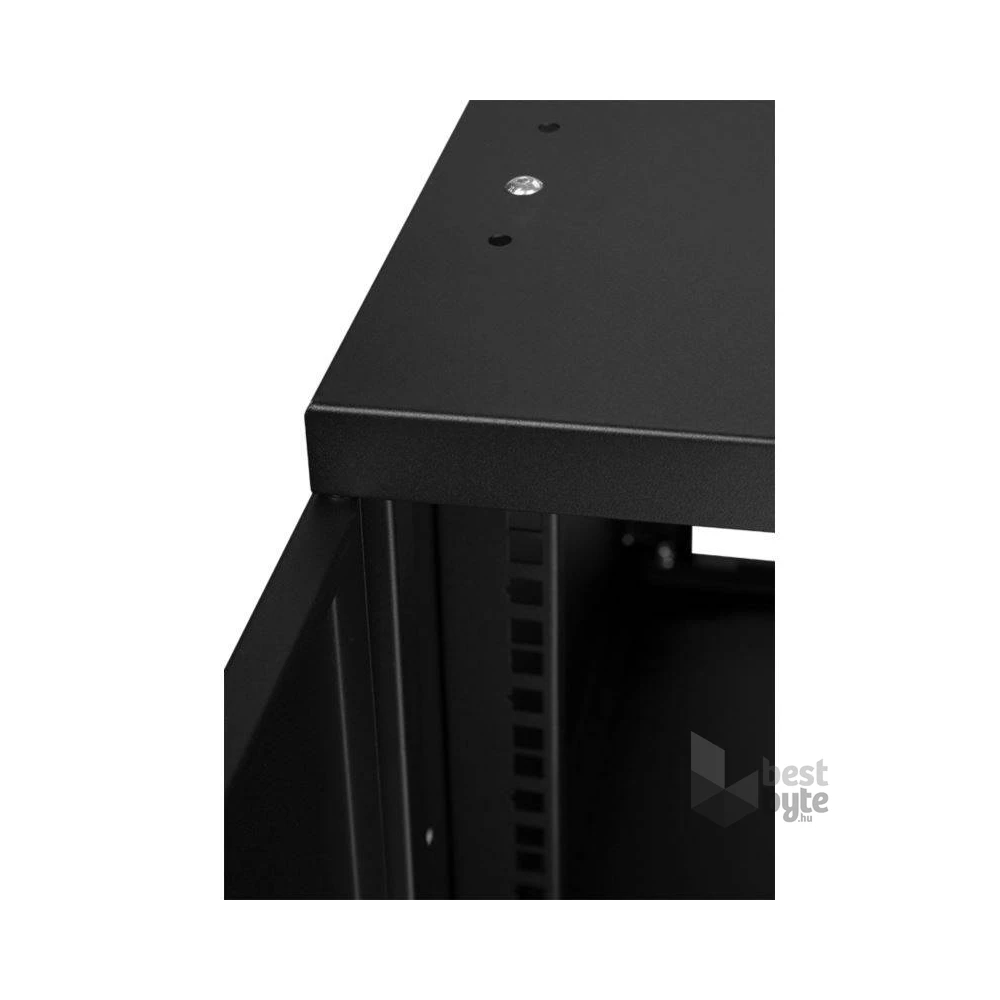 Stalflex RC19-9U-450GB 19" 9U 450 mm mély lapraszerelt fekete üveg ajtós fali rack szekrény