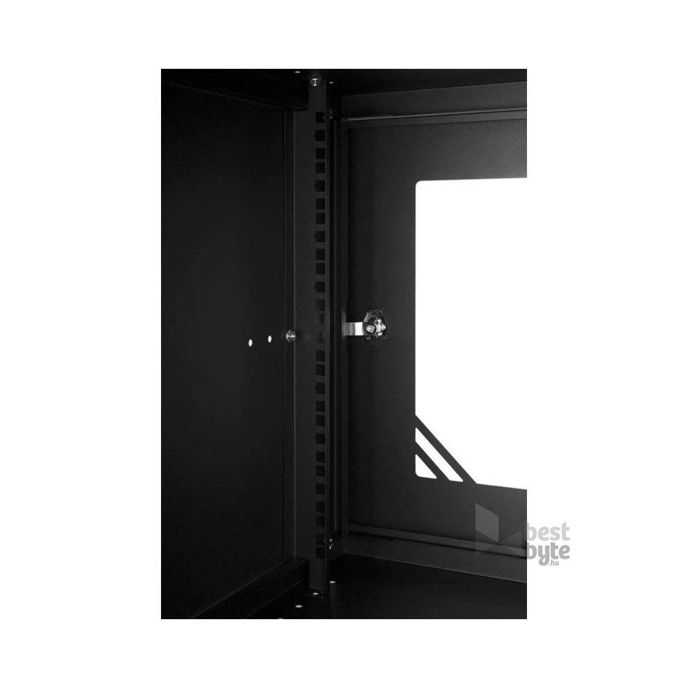 Stalflex RC19-9U-450GB 19" 9U 450 mm mély lapraszerelt fekete üveg ajtós fali rack szekrény