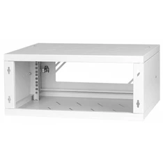 Stalflex RC19-4U-350GG 19" 4U 350 mm mély lapraszerelt szürke üveg ajtós fali rack szekrény (Használt - A)