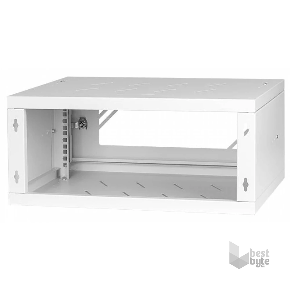 Stalflex RC19-4U-350GG 19" 4U 350 mm mély lapraszerelt szürke üveg ajtós fali rack szekrény (Használt - A)
