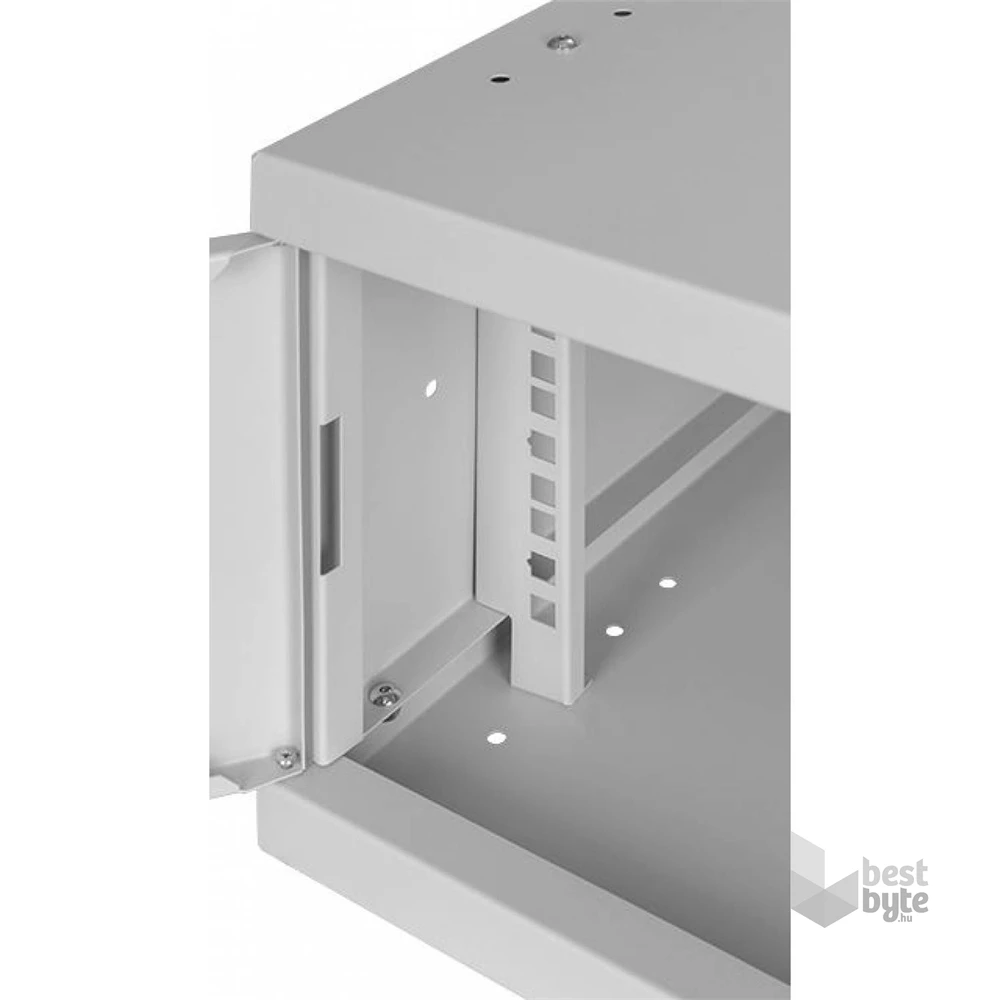 Stalflex RC19-4U-350GG 19" 4U 350 mm mély lapraszerelt szürke üveg ajtós fali rack szekrény (Használt - A)