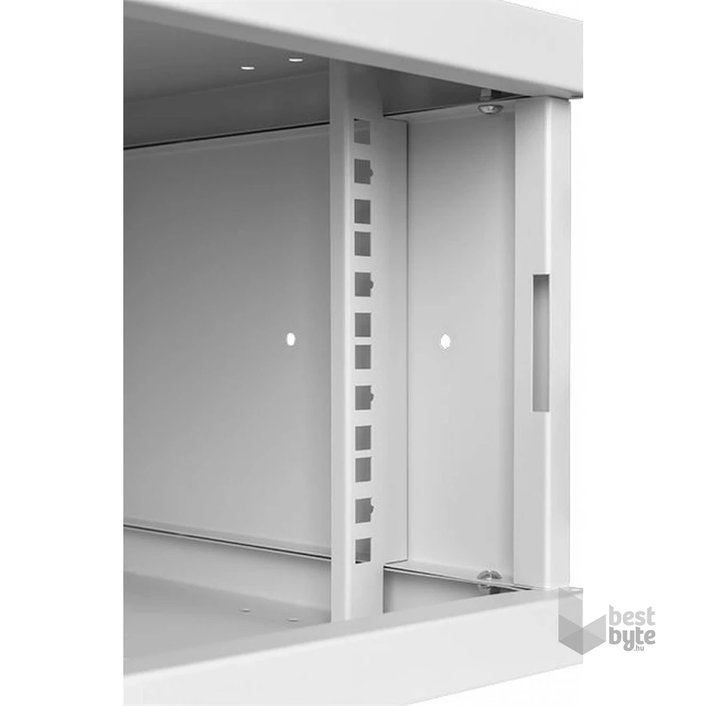 Stalflex RC19-4U-350GG 19" 4U 350 mm mély lapraszerelt szürke üveg ajtós fali rack szekrény (Használt - A)