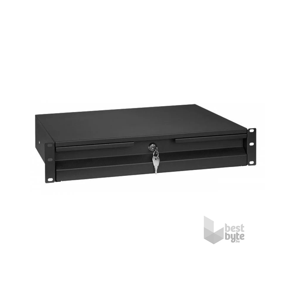 Stalflex RD19-2U-B 19" 320mm 2U zárható fekete rack fiók