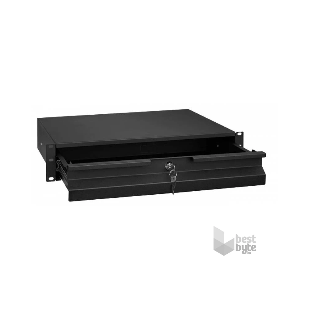 Stalflex RD19-2U-B 19" 320mm 2U zárható fekete rack fiók