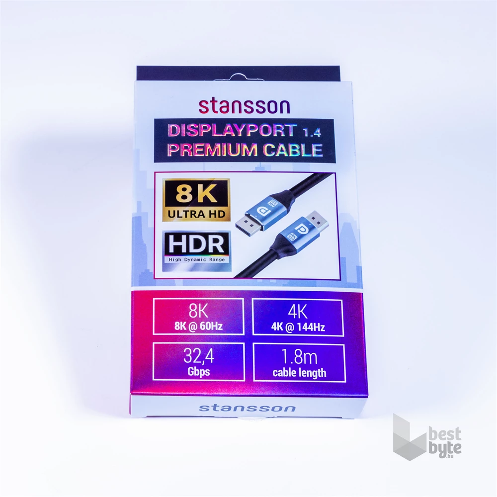 Stansson 1,8m Displayport v1.4 kábel