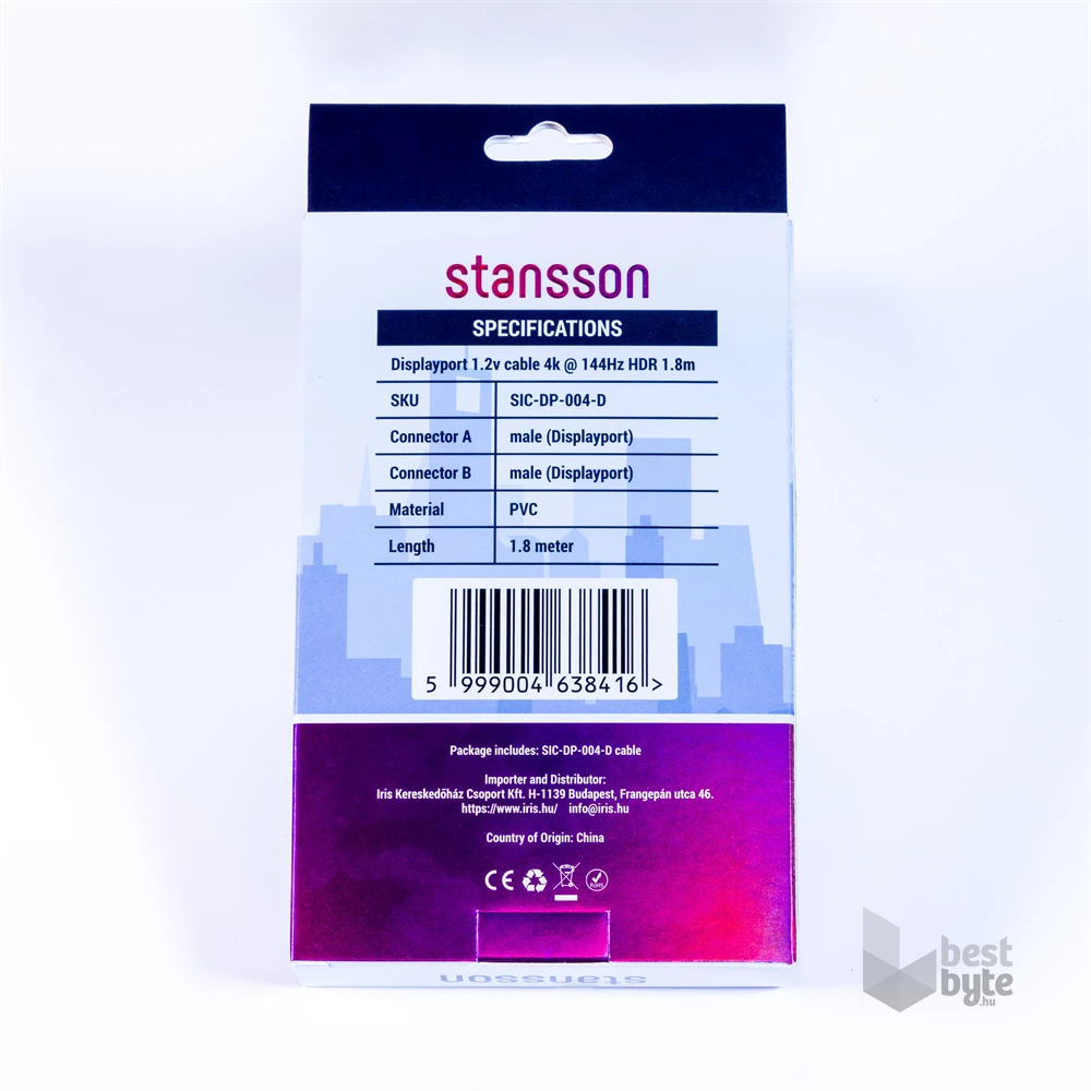 Stansson 1,8m Displayport v1.2 kábel