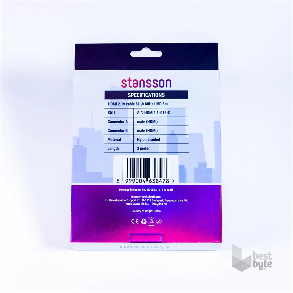 Stansson 3m HDMI 2.1 kábel