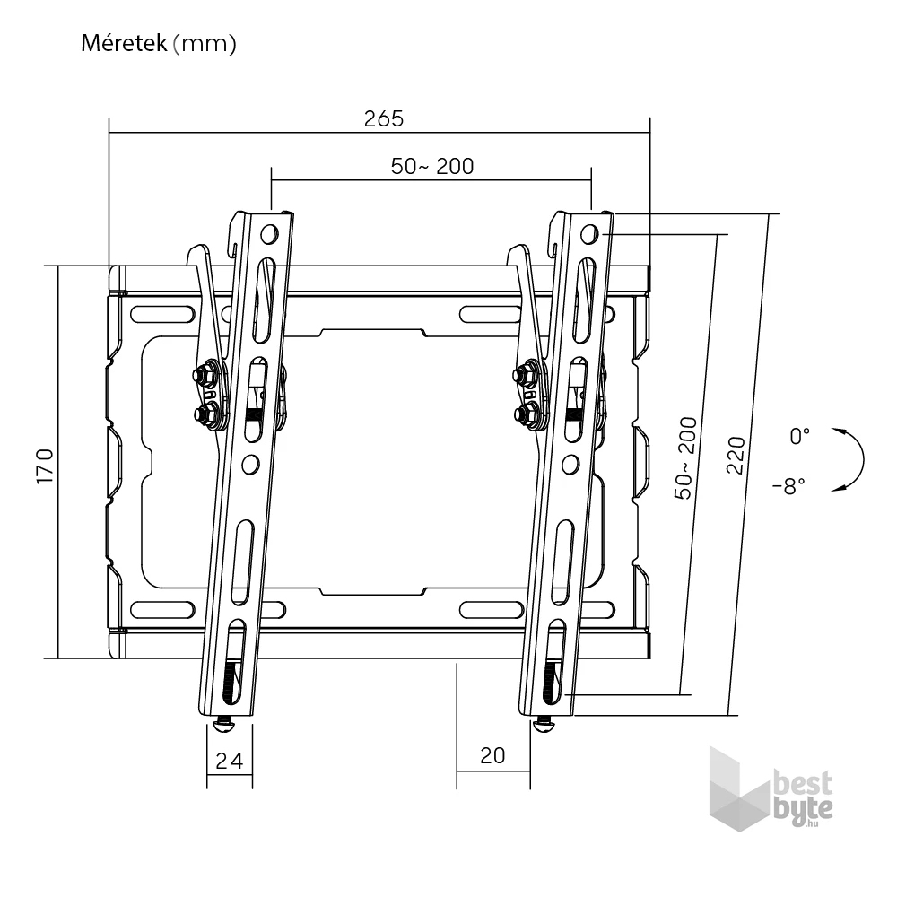 Stansson WM-2343-08 23"-43" dönthető fali TV konzol