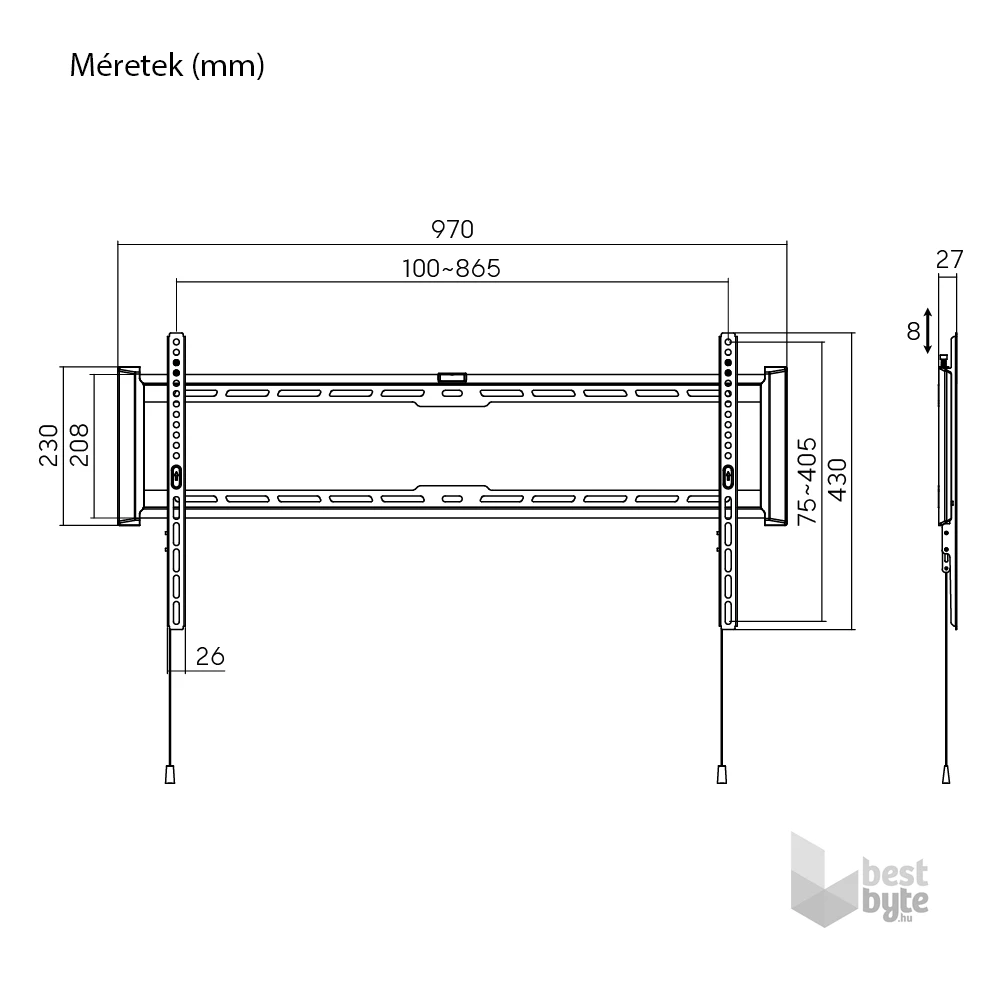 Stansson WM-4390 43"-90" fix fali TV konzol