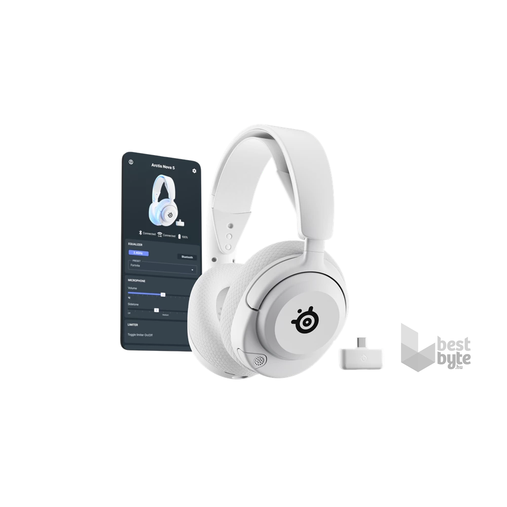 Steelseries Arctis Nova 5P Wireless Bluetooth Gaming fehér headset