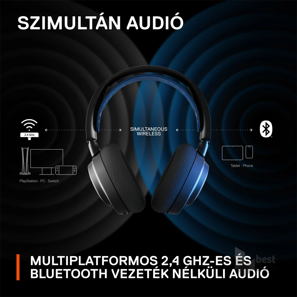 Steelseries Arctis Nova 7P vezeték nélküli kék-fekete gamer headset